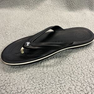 Crocs Cross Band Flip Flops  Mens 11 Black Slip On Sandals Shower Pool